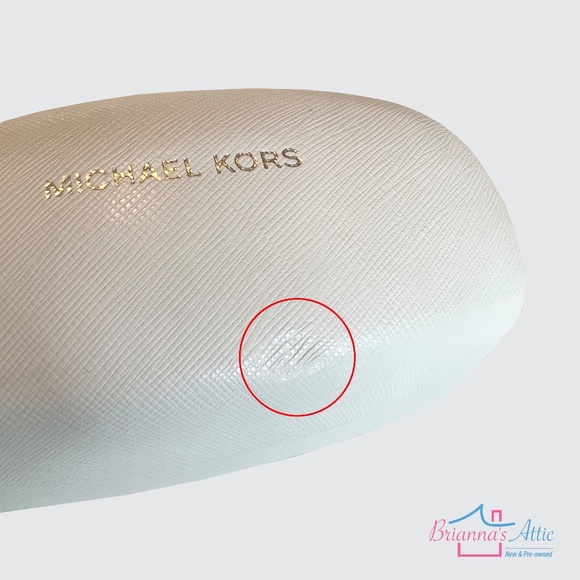 MICHAEL KORS TEXTURED WHITE HARD CLAM SHELL SUNGLASS CASE+CLEANING CLOTH+BOOKLET - Picture 7 of 7